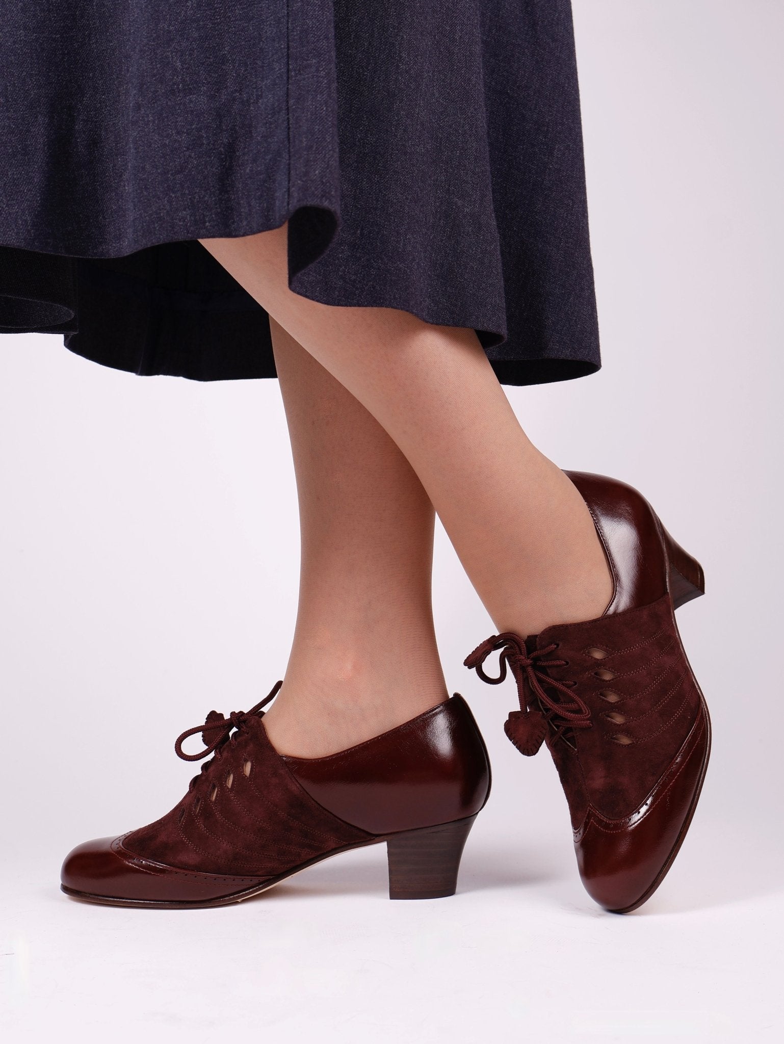 40s everyday two-tone Oxfords - Dark brown / Aubergine - Clara