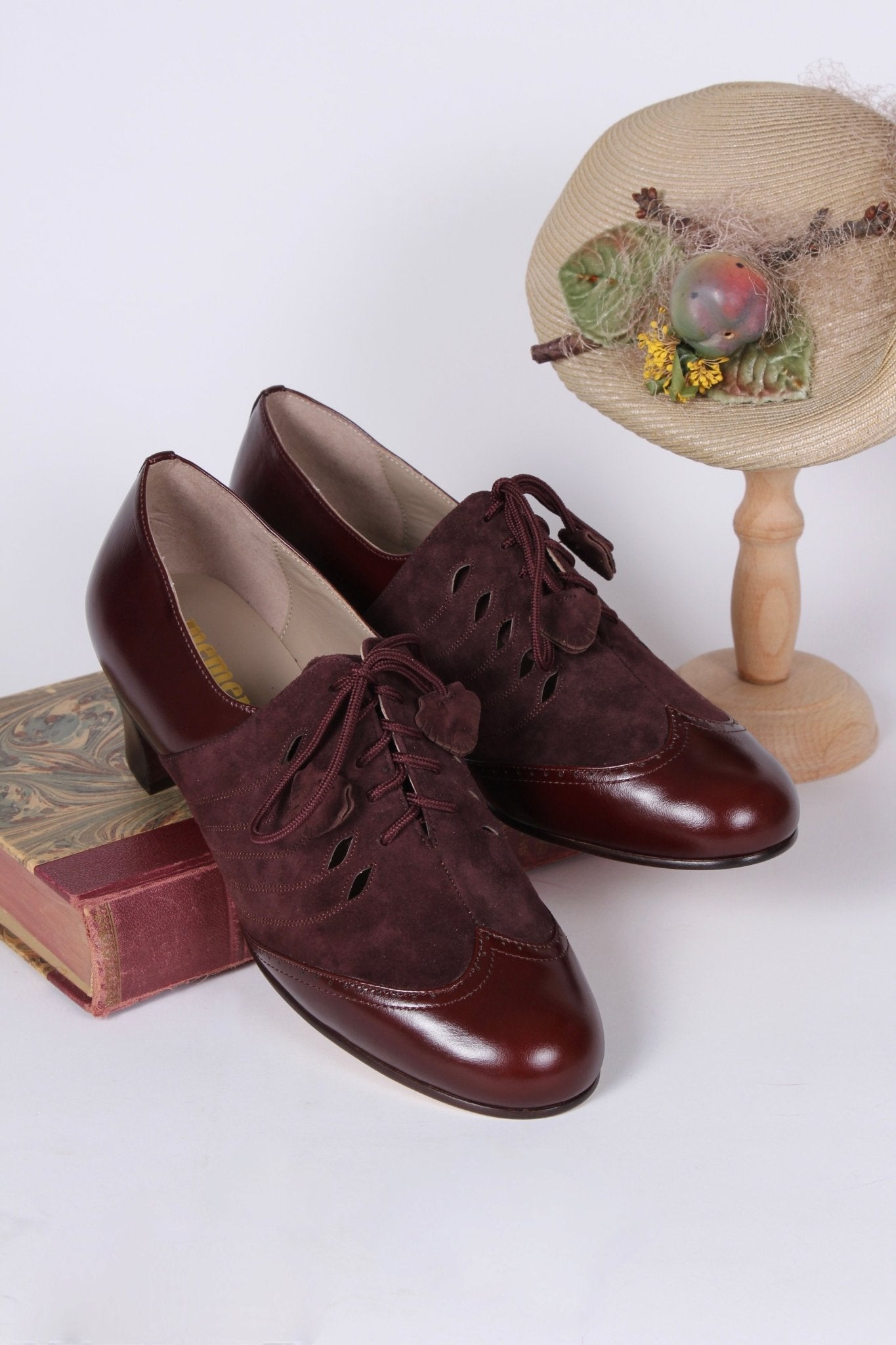 40s everyday two-tone Oxfords - Dark brown / Aubergine - Clara