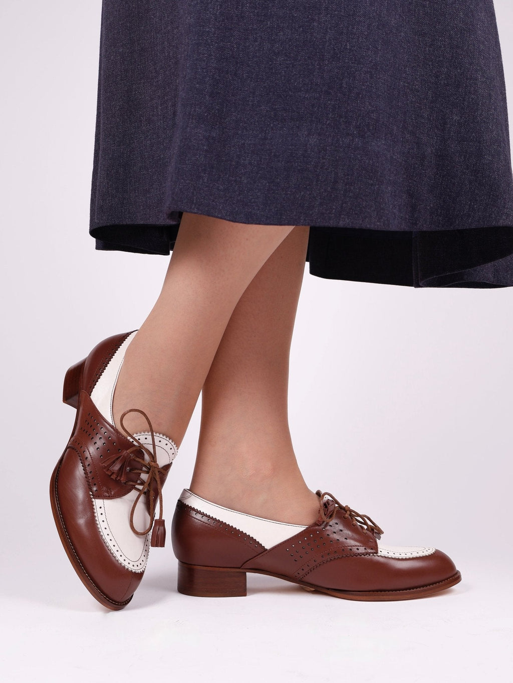 40s Two-tone Spectator shoes - Brown and off-white - Grace