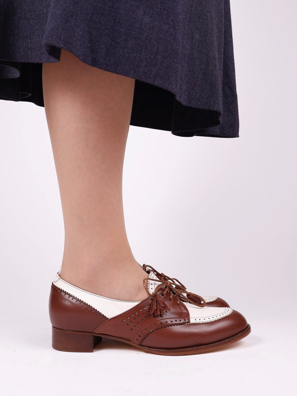 40s Two-tone Spectator shoes - Brown and off-white - Grace