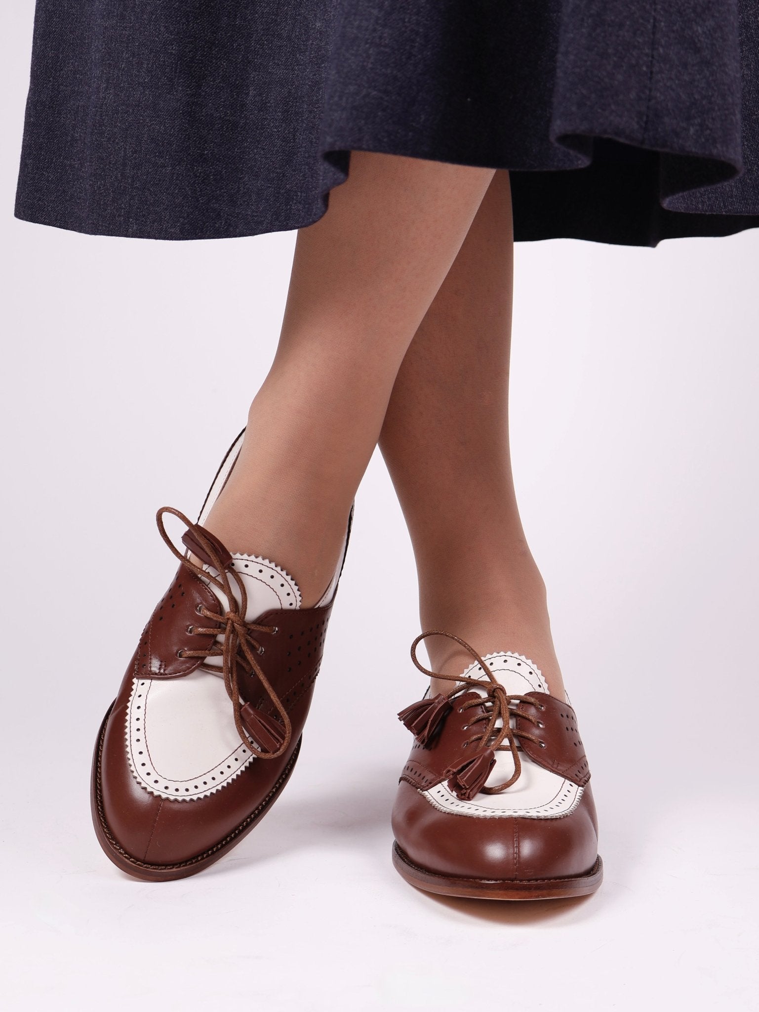 40s Two-tone Spectator shoes - Brown and off-white - Grace