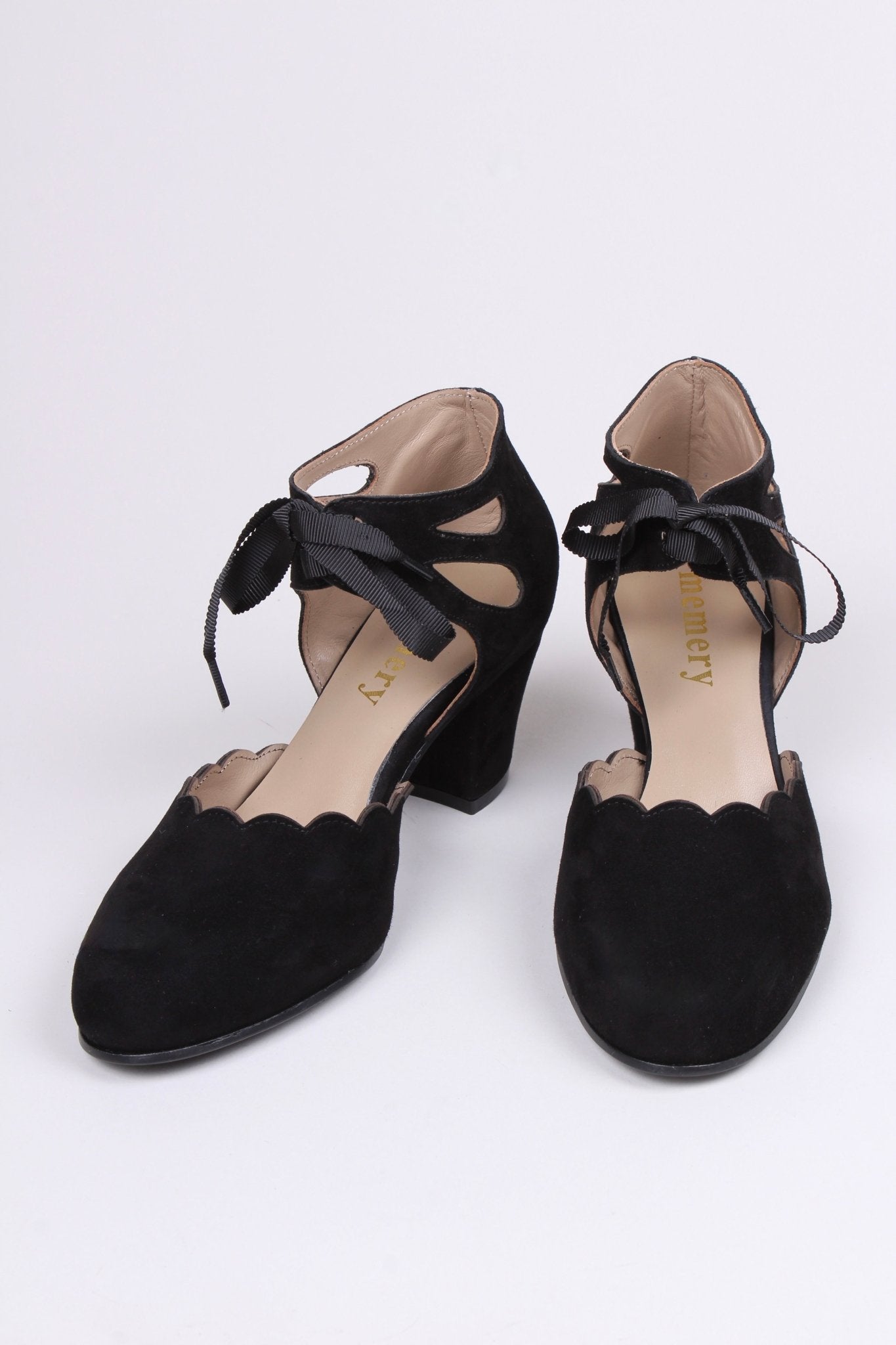 40's vintage style pumps in suede - Black - Alma