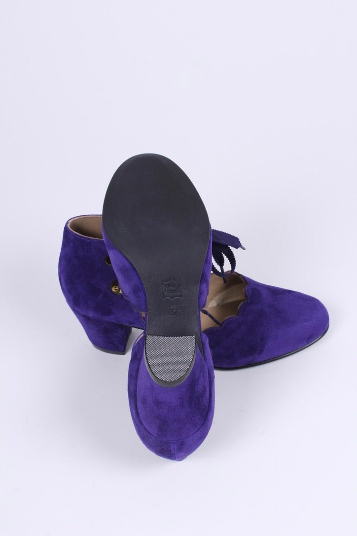 40's vintage style pumps in suede - Purple - Alma