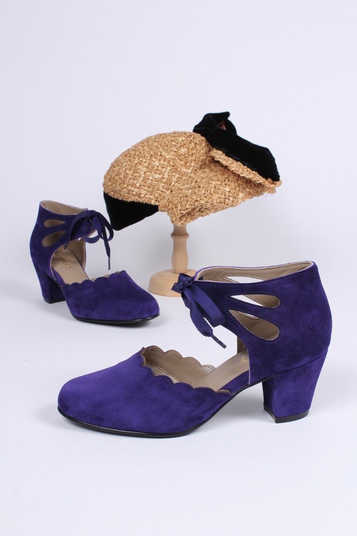 40's vintage style pumps in suede - Purple - Alma