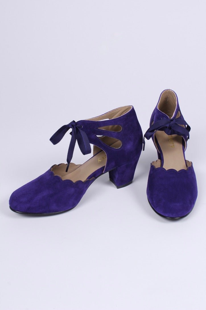 40's vintage style pumps in suede - Purple - Alma
