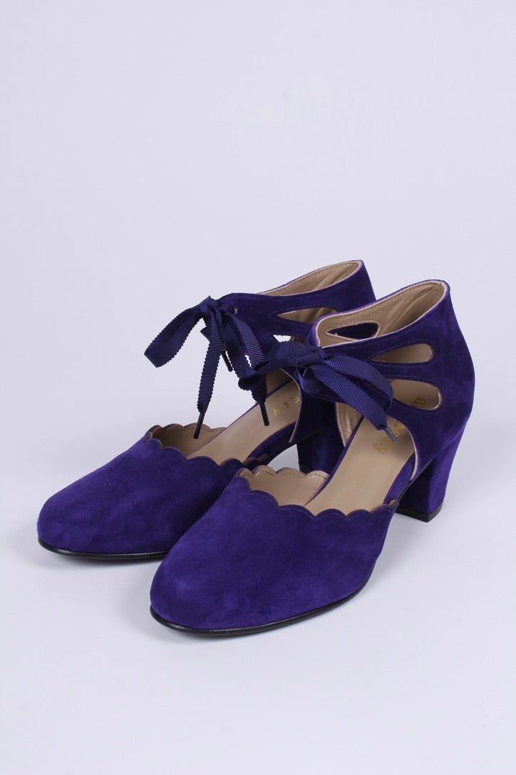 40's vintage style pumps in suede - Purple - Alma