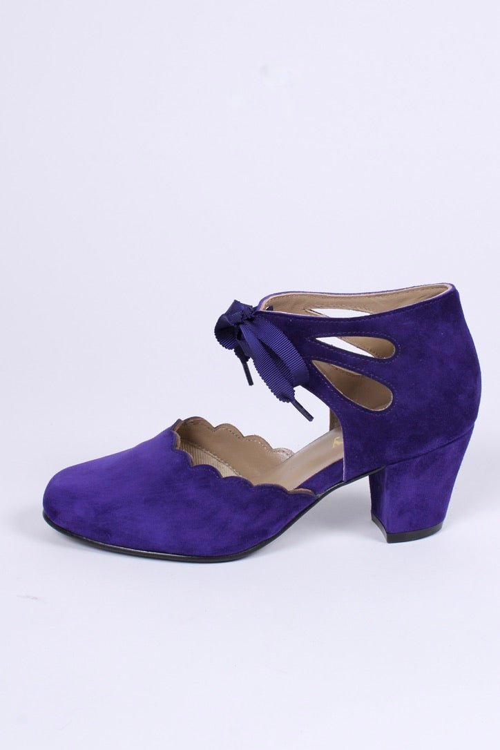 40's vintage style pumps in suede - Purple - Alma