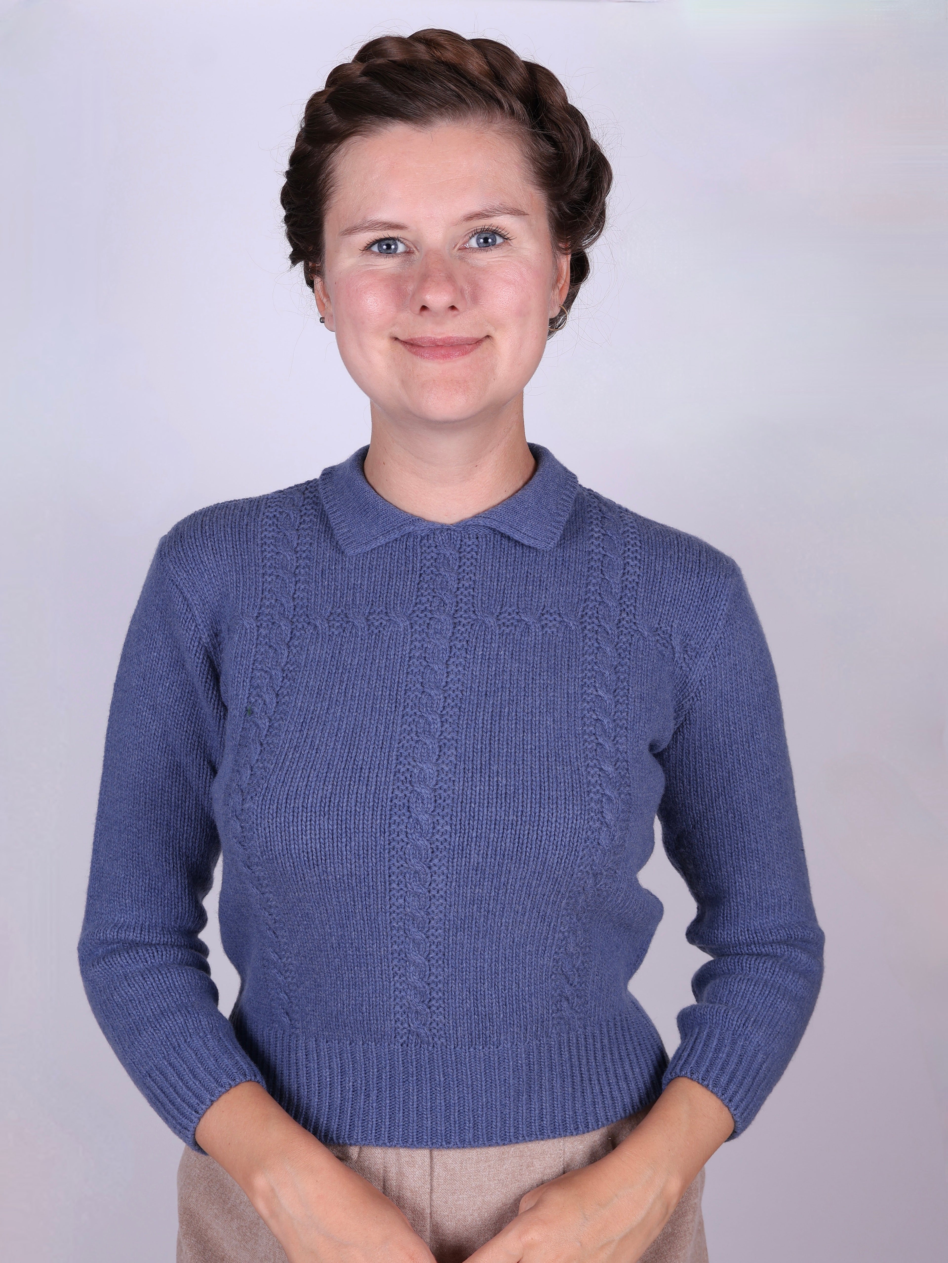 1940s vintage style pullover - Light blue - Gertrud