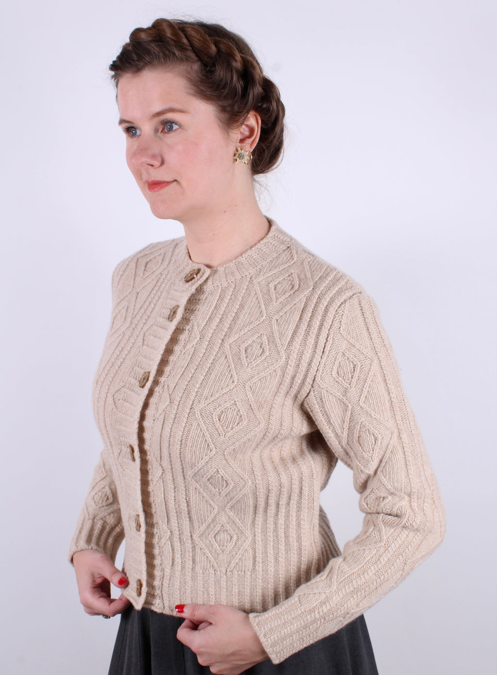 1940s vintage style cardigan - Cream  - Ingrid