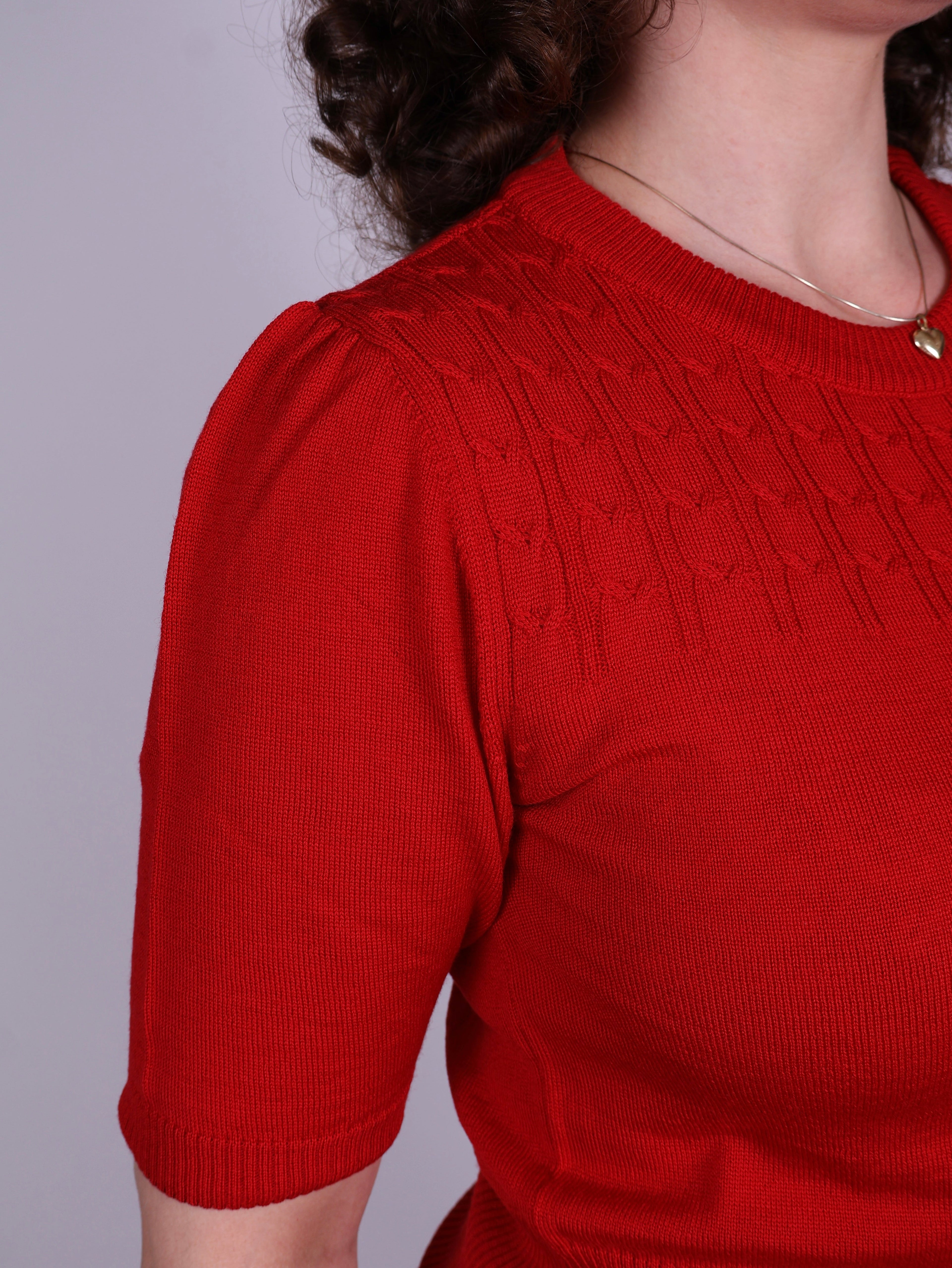 1940s /1950s style short-sleeved pullover - Red - Sally