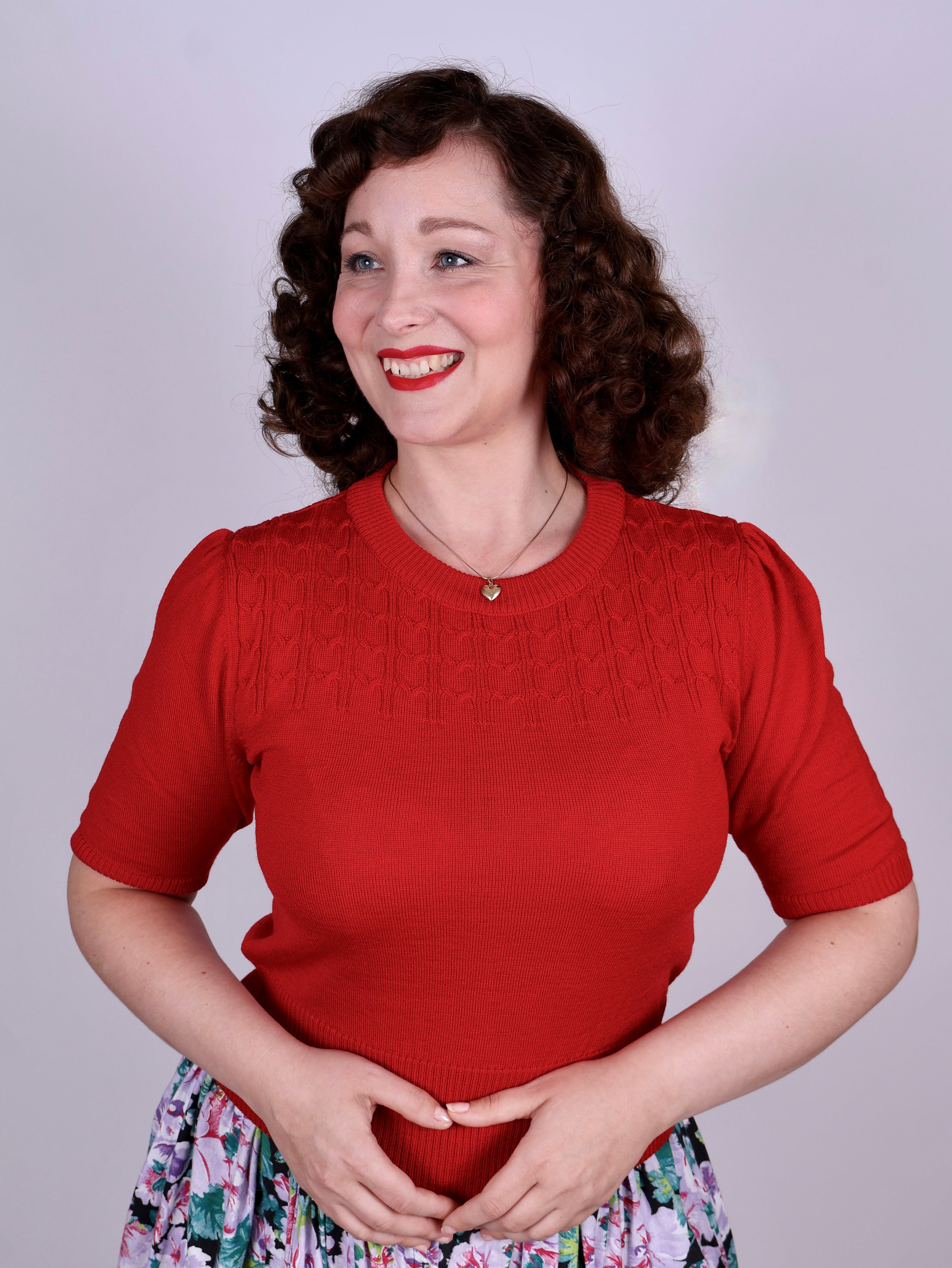 1940s /1950s style short-sleeved pullover - Red - Sally