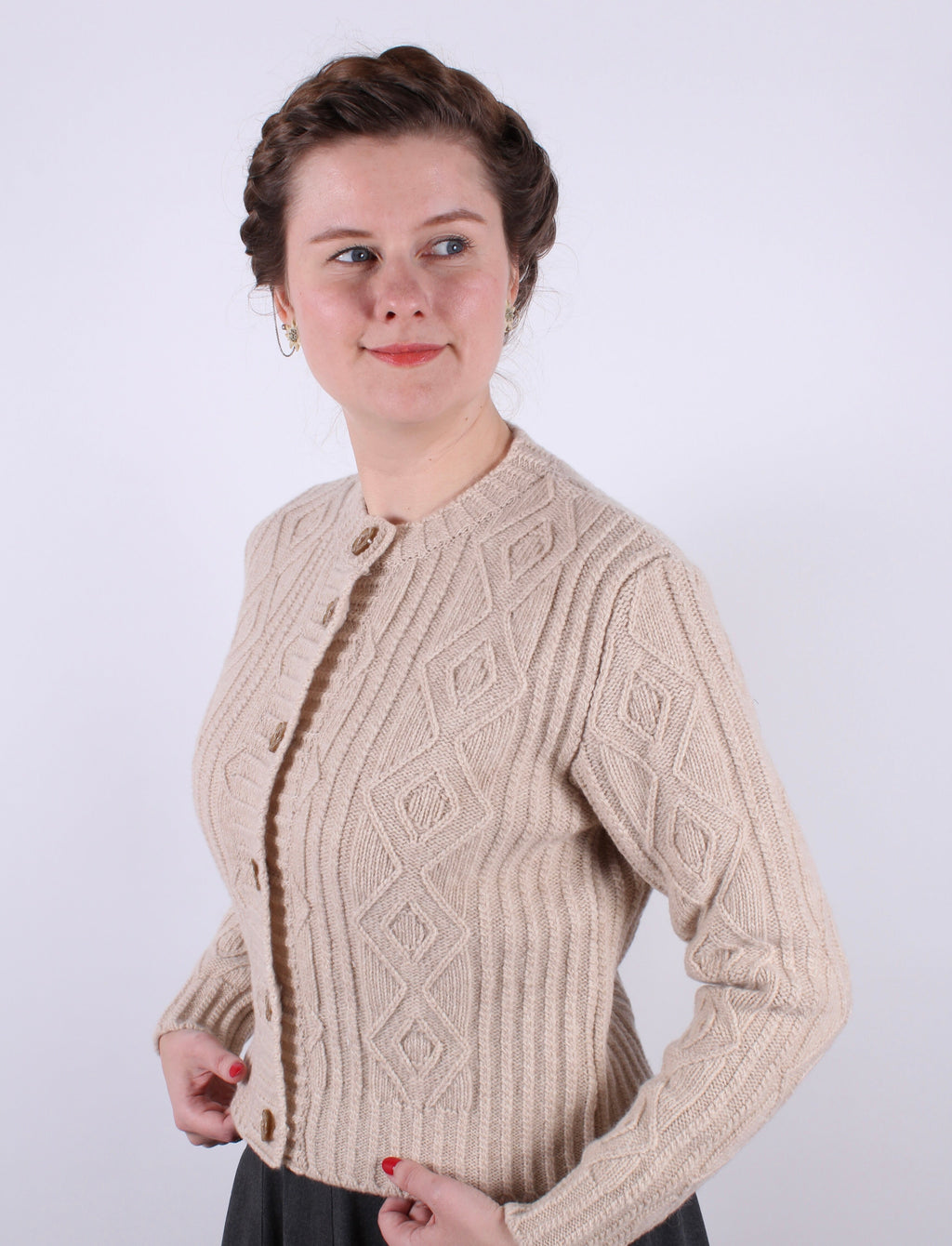 1940s vintage style cardigan - Cream  - Ingrid