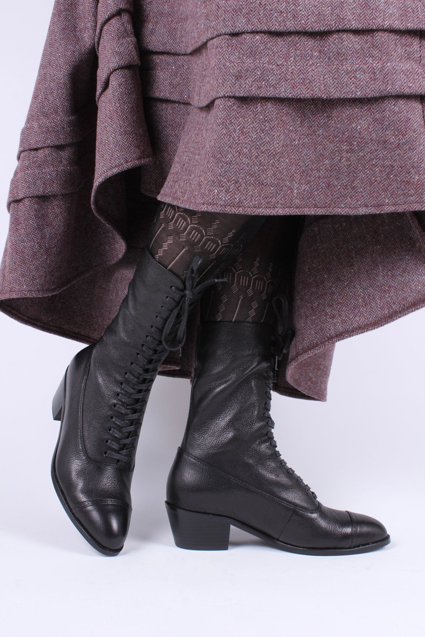 Edwardian everyday walking boot, 1910 - Black - Alice