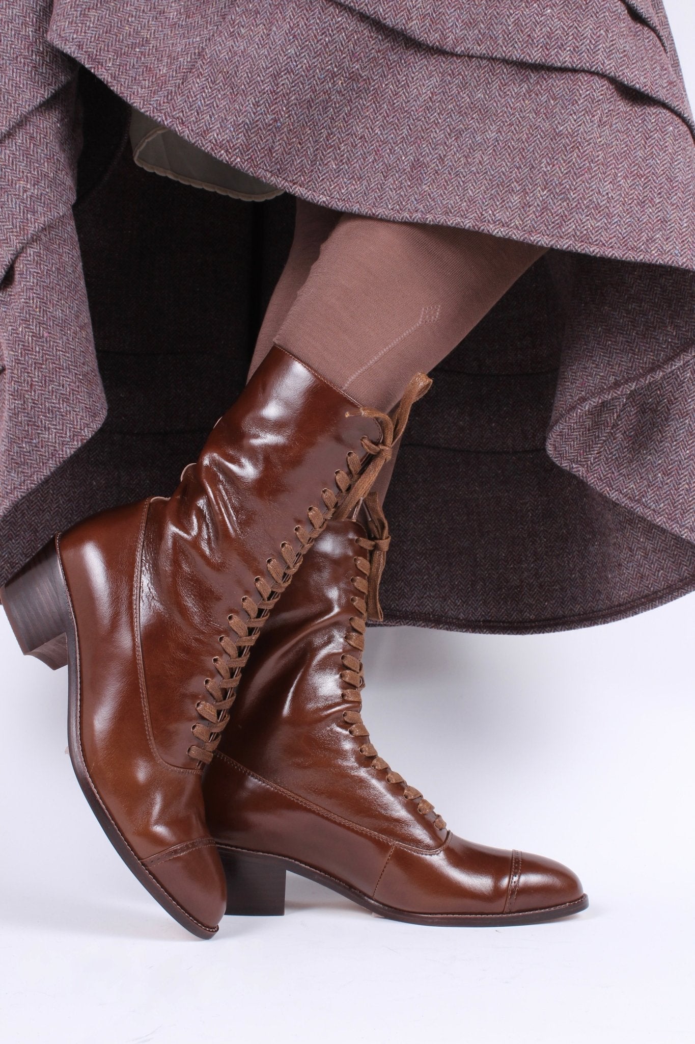 Edwardian everyday walking boot, 1910 - Brown - Alice
