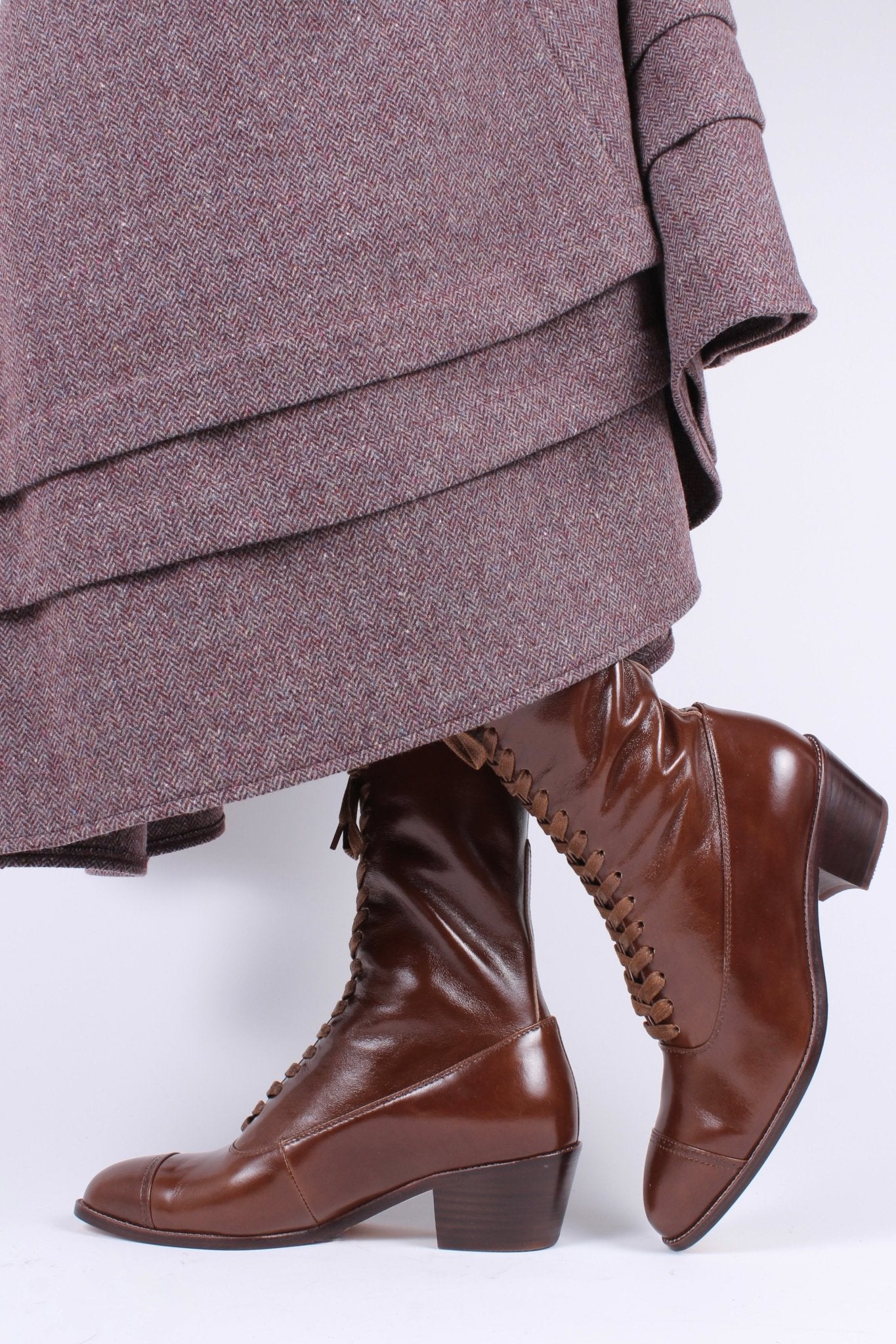 Edwardian everyday walking boot, 1910 - Brown - Alice