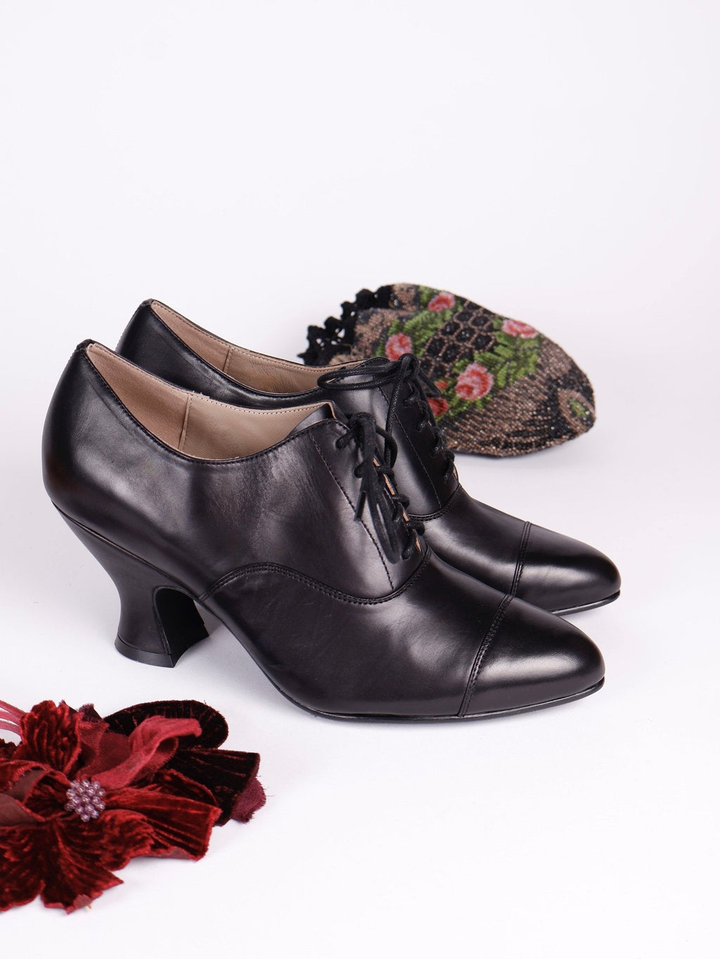 Edwardian Oxford shoe with pompadour heel - 1900 - Black - Bertha