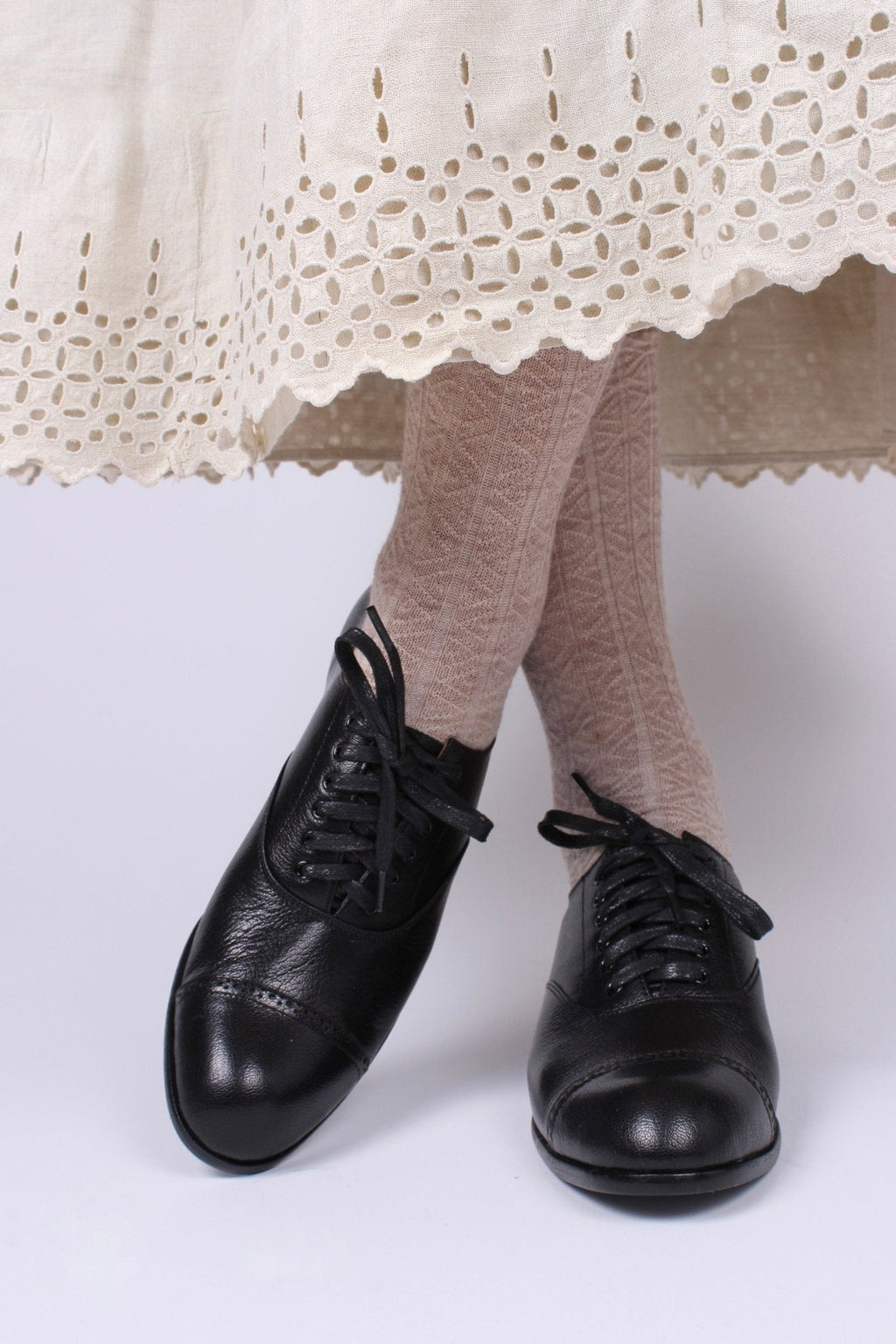 Edwardian style Oxford shoe, 1900-1920 - black - Florence