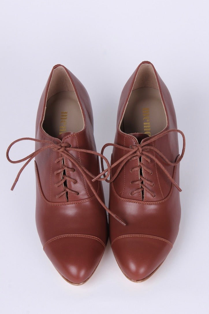 Edwardian Oxford shoe with pompadour heel - 1900 - Brown - Bertha