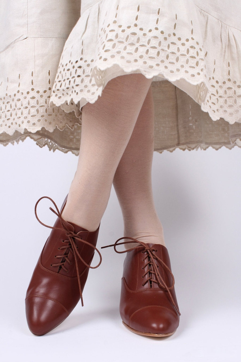 Edwardian Oxford shoe with pompadour heel - 1900 - Brown - Bertha