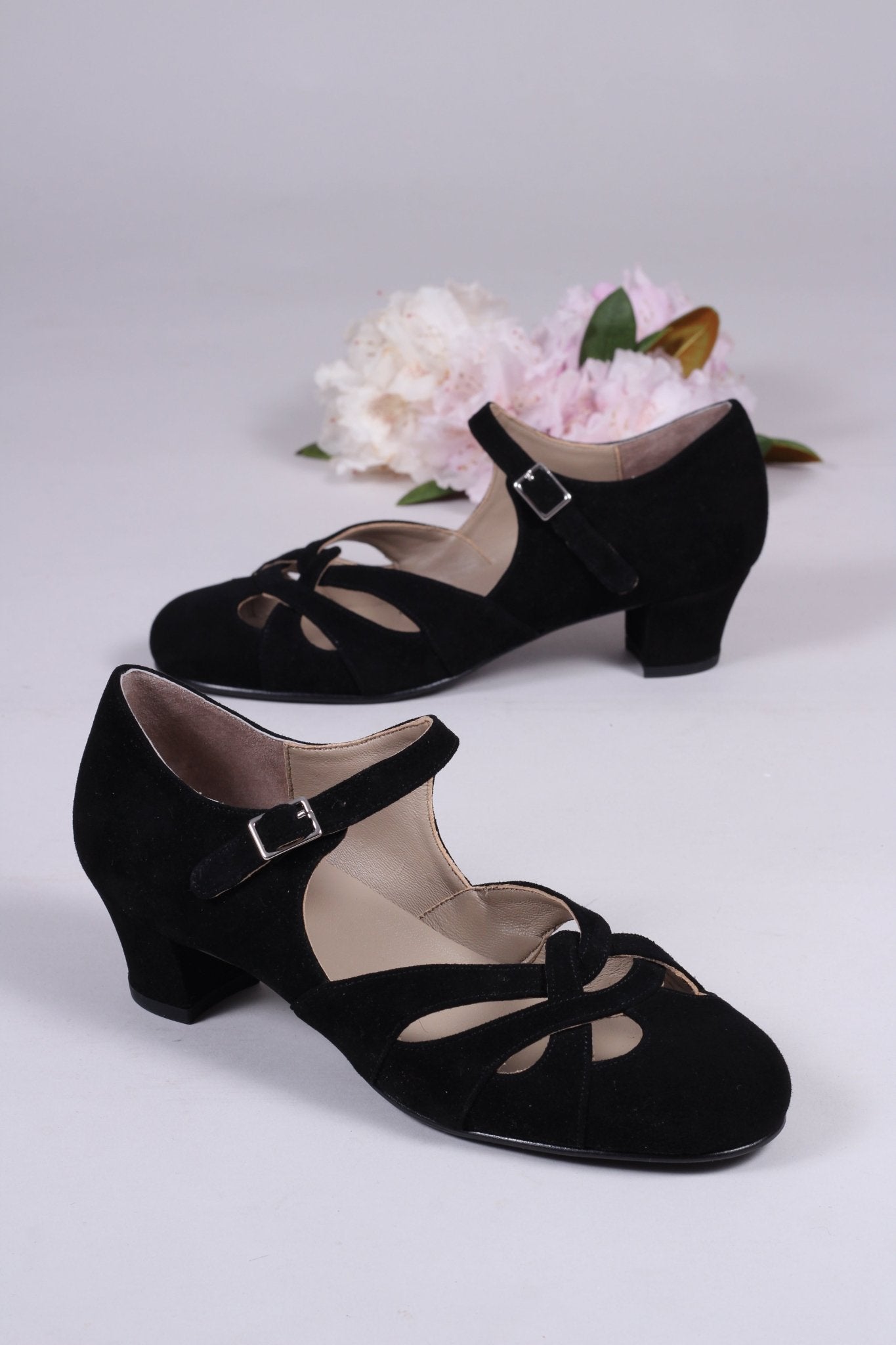 Late 1930s / early 1940s suede shoes - Black - Ida
