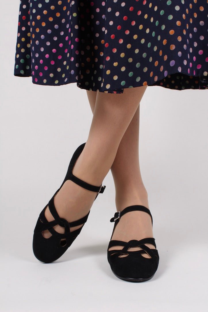 Late 1930s / early 1940s suede shoes - Black - Ida