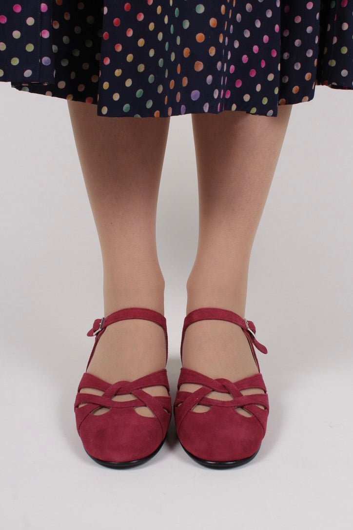 Late 1930s / early 1940s suede shoes - Burgundy red - Ida