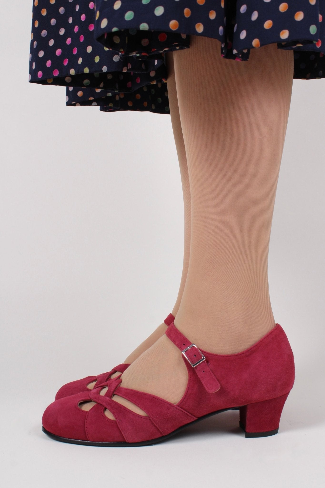 Late 1930s / early 1940s suede shoes - Burgundy red - Ida