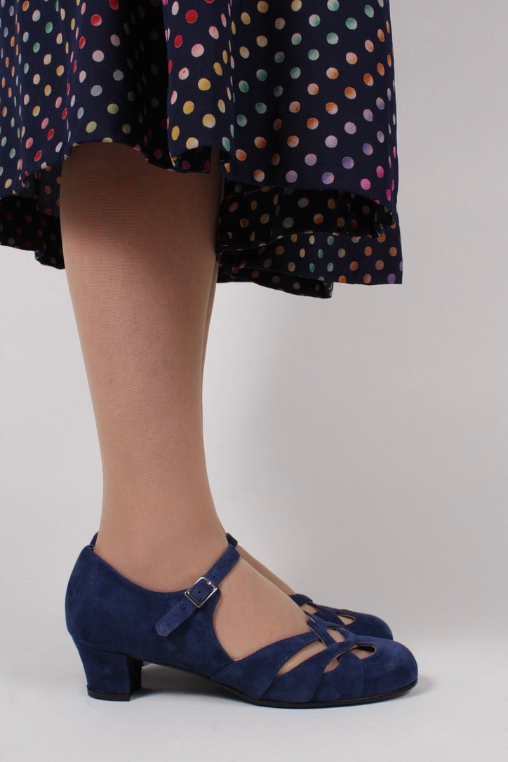 Late 1930s / early 1940s suede shoes  - Navy blue- Ida