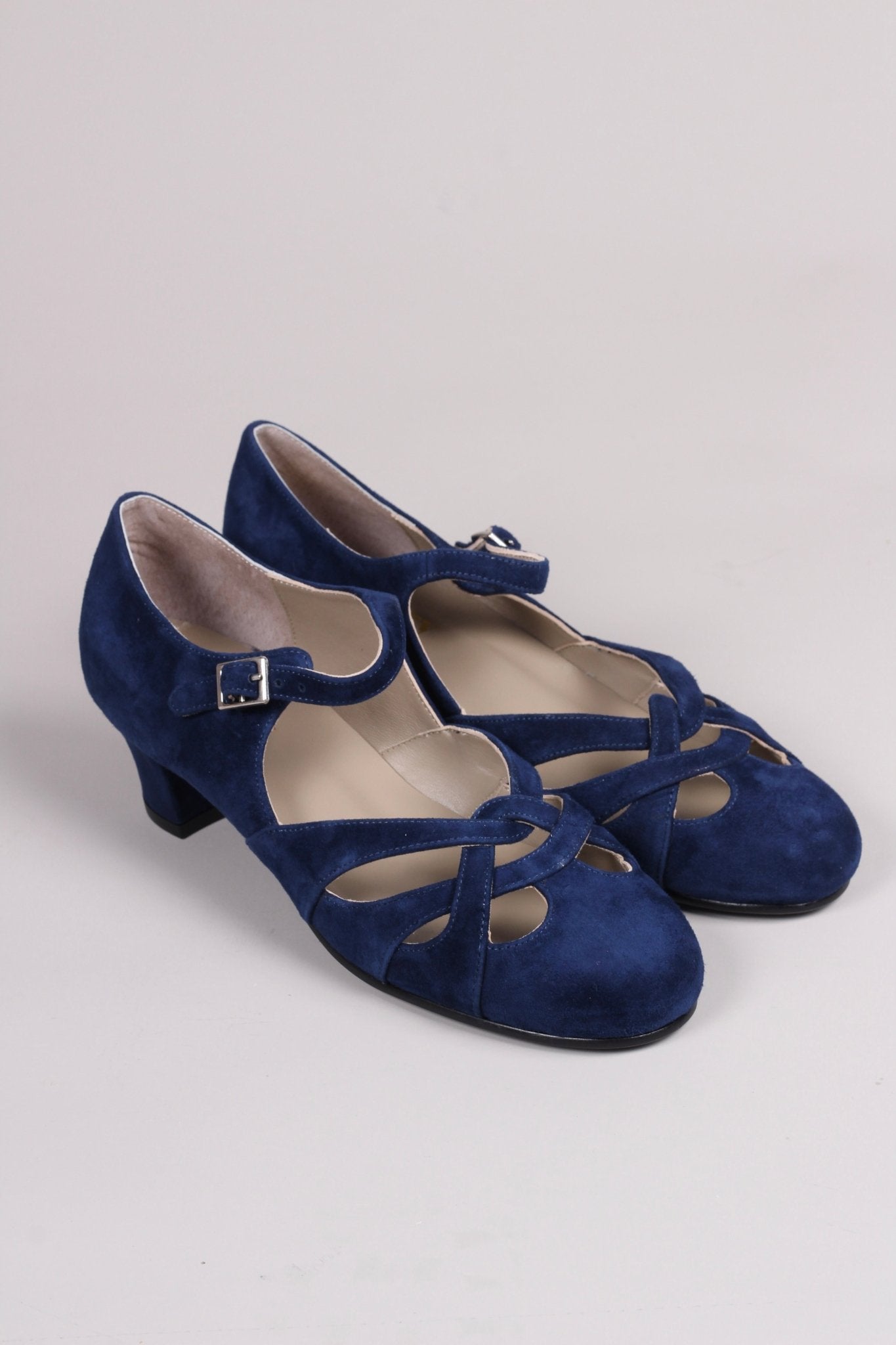 Late 1930s / early 1940s suede shoes  - Navy blue- Ida