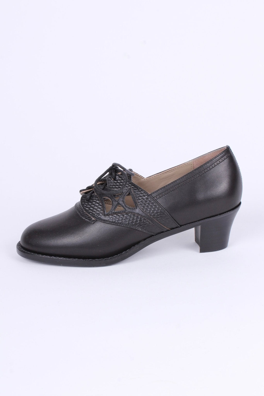 Early 1940s everyday lace-up shoes - Black - Emily