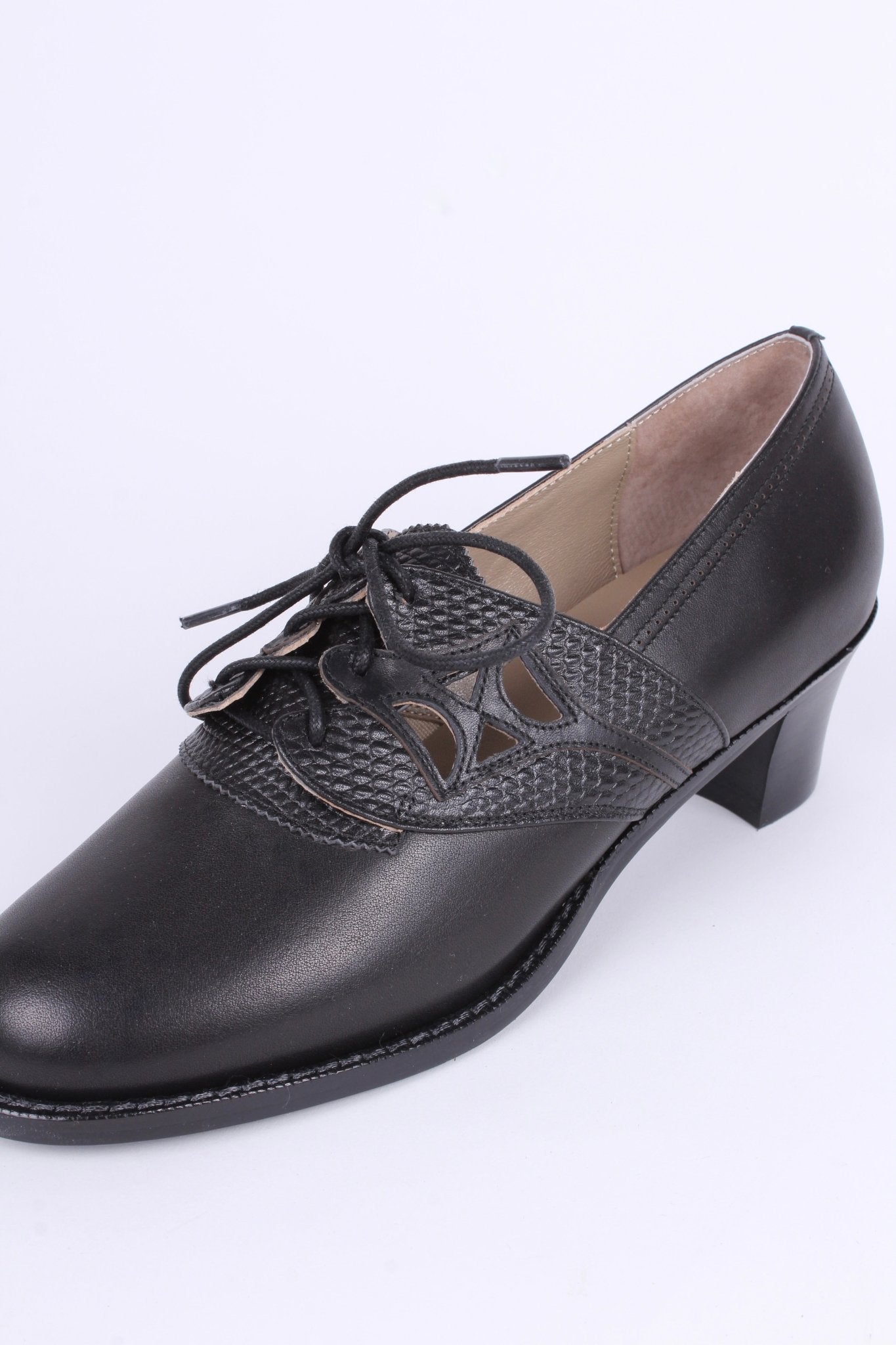 Early 1940s everyday lace-up shoes - Black - Emily