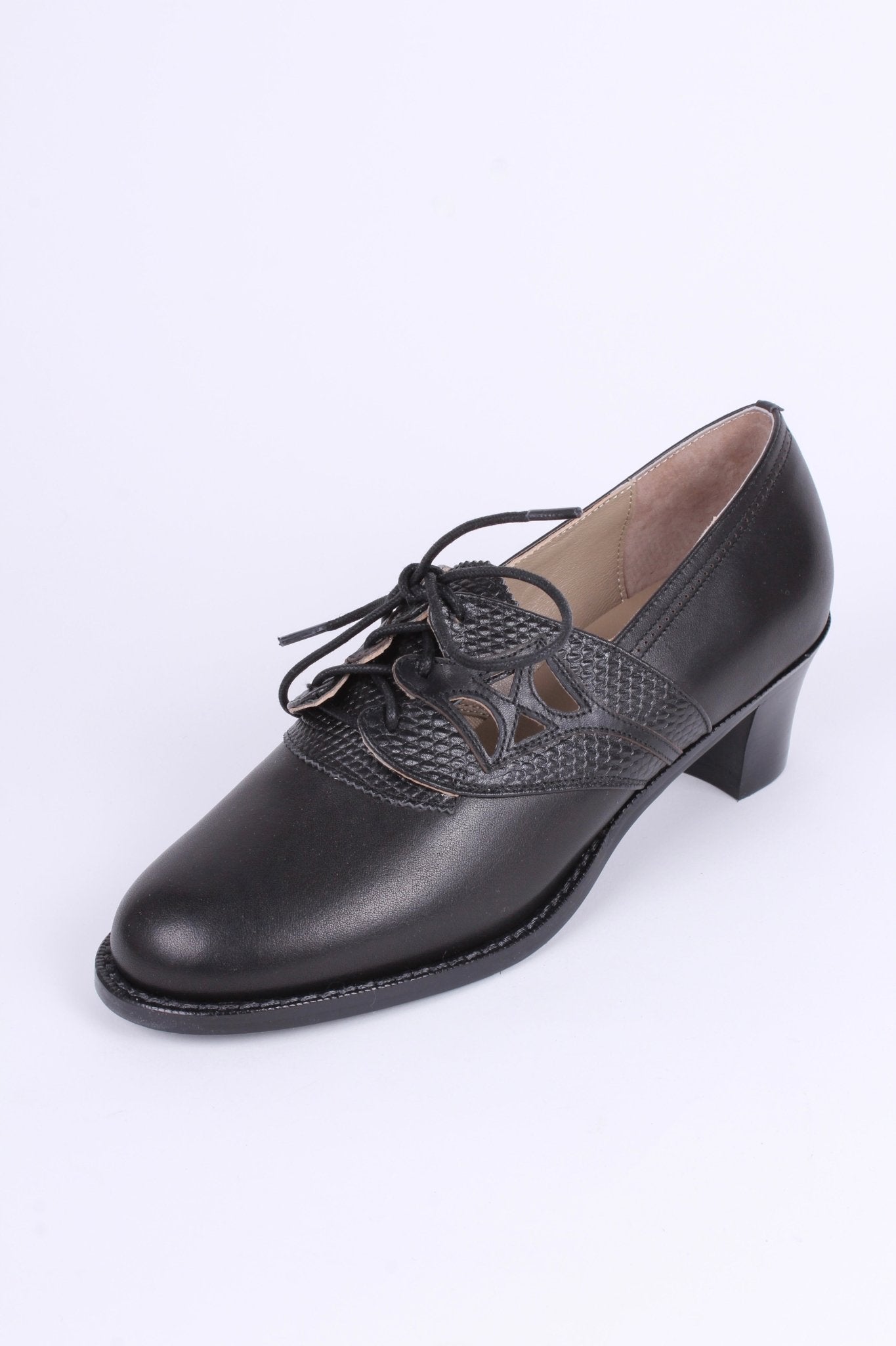 Early 1940s everyday lace-up shoes - Black - Emily