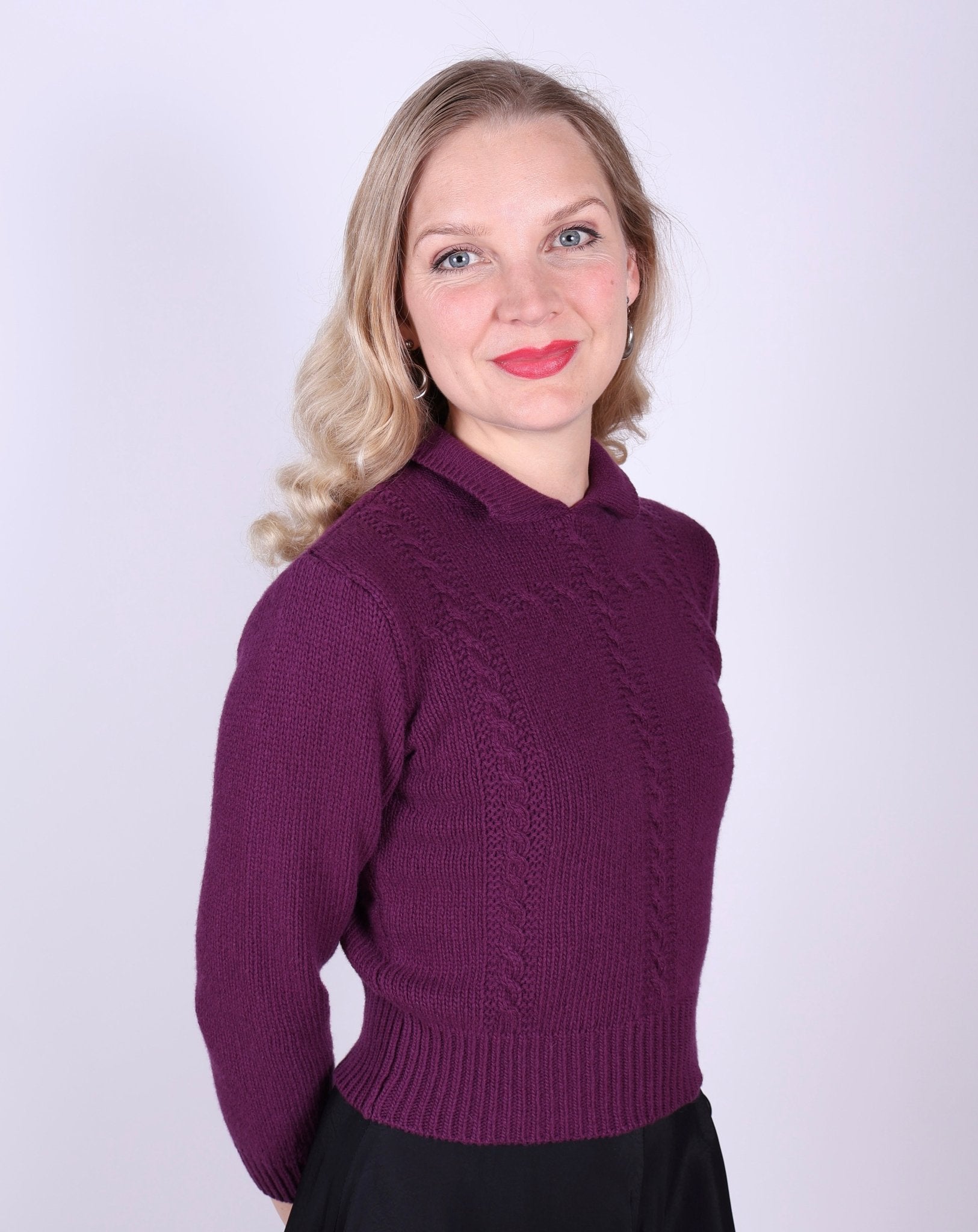 Feminine 1940s vintage style pullover - Purple - Gertrud