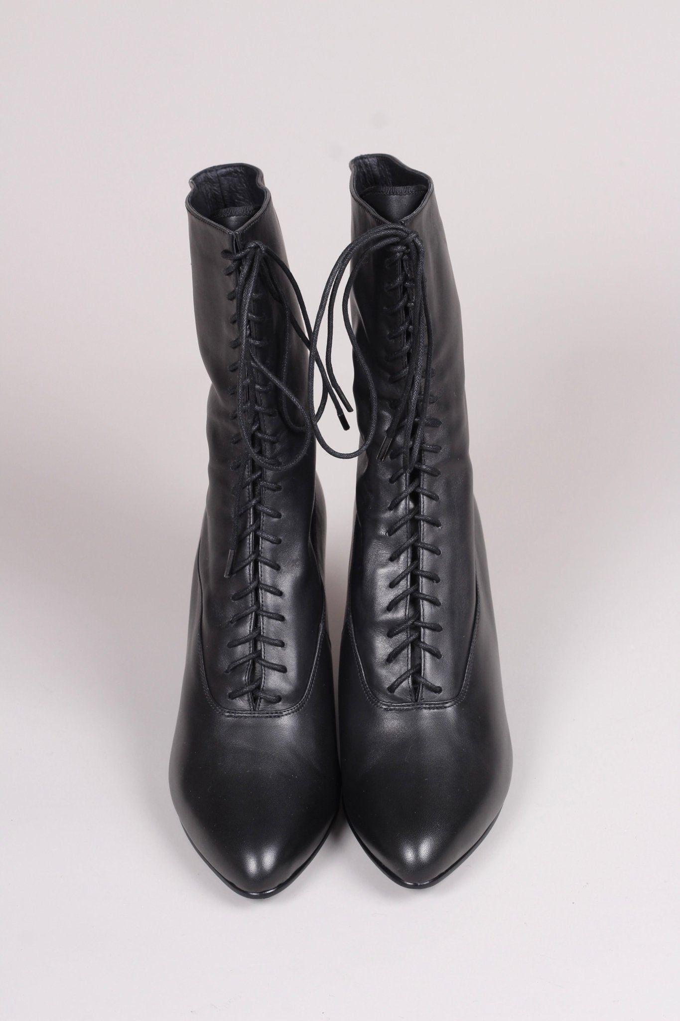 Feminine soft Edwardian boot with pompadour heel, 1900-1915 - Black - Rose