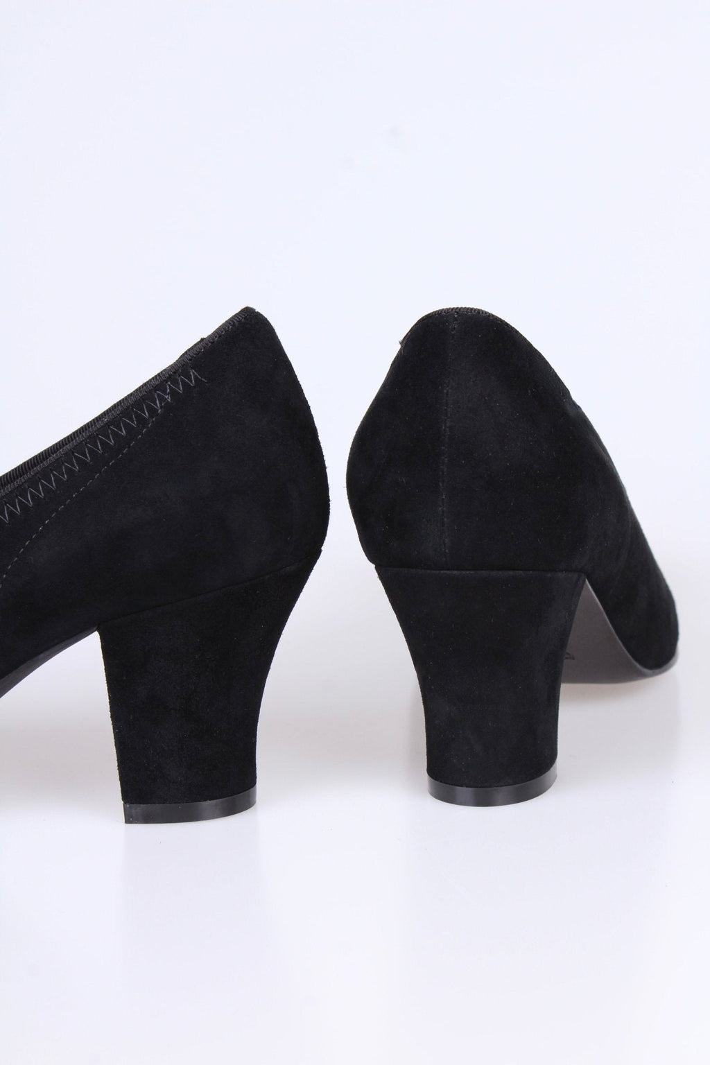 1940s suede pumps with rosette and peep toe - Black - Jean