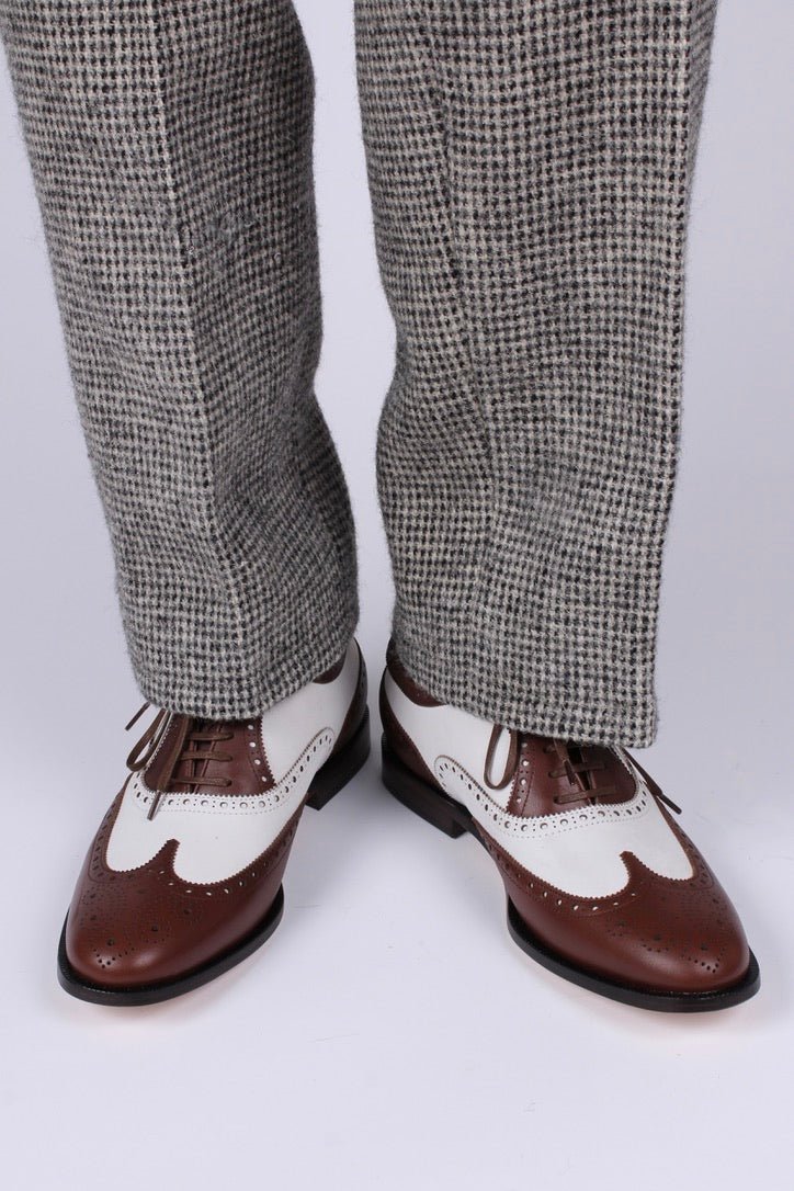 Men's 1930s-style spectator shoe - dark brown / off-white - Charles