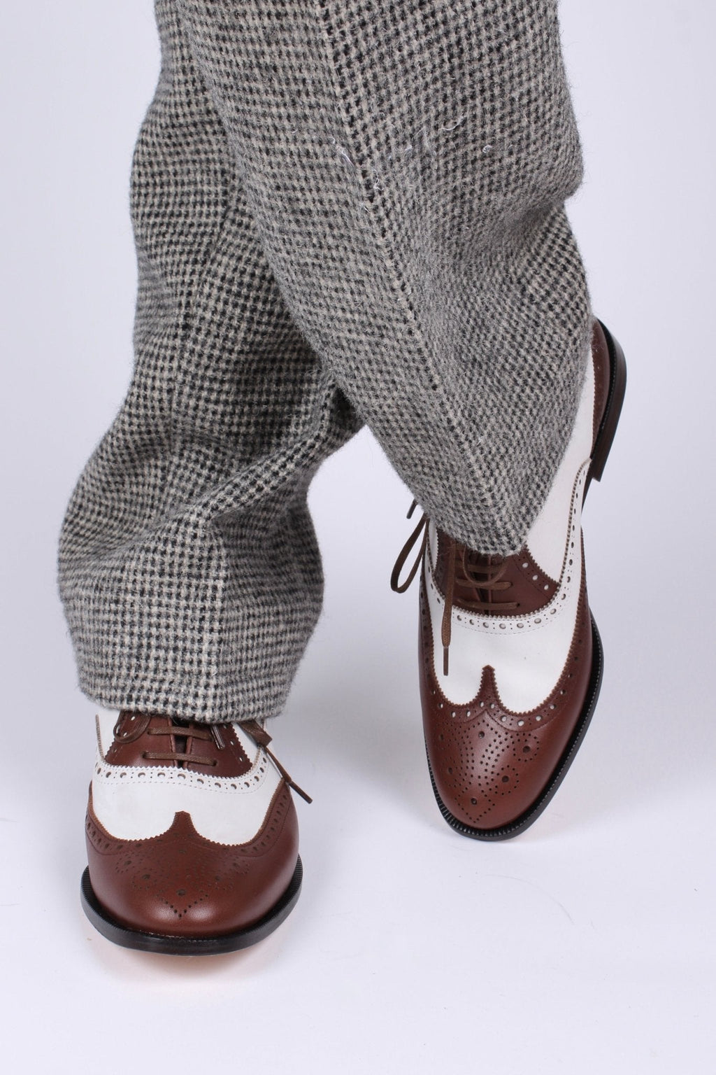 Men's 1930s-style spectator shoe - dark brown / off-white - Charles