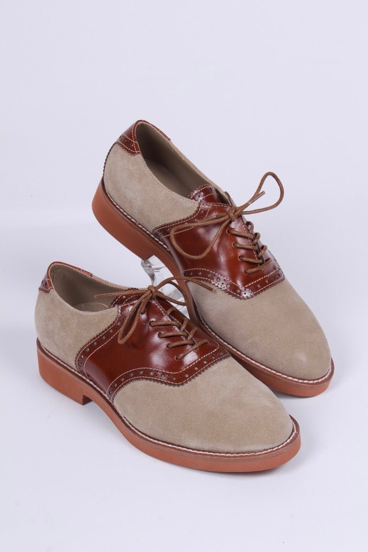 Men's 1950s style oxford saddle shoe  - Cognac/Sand - Elliot