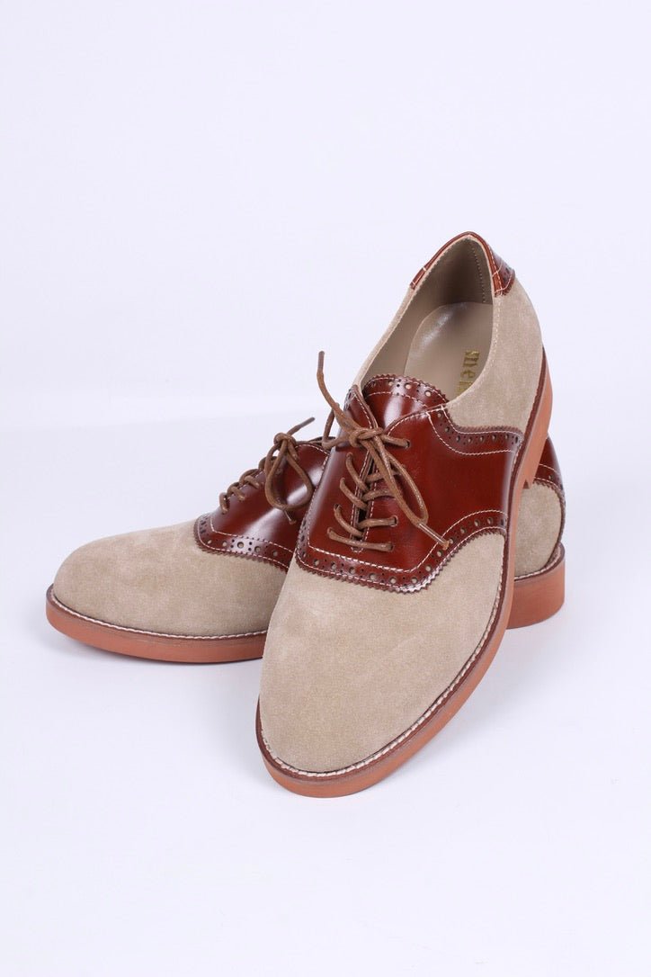 Men's 1950s style oxford saddle shoe  - Cognac/Sand - Elliot