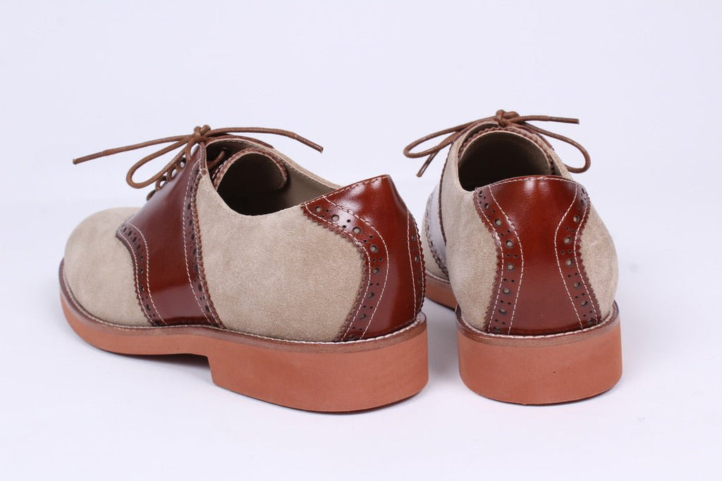 Men's 1950s style oxford saddle shoe  - Cognac/Sand - Elliot