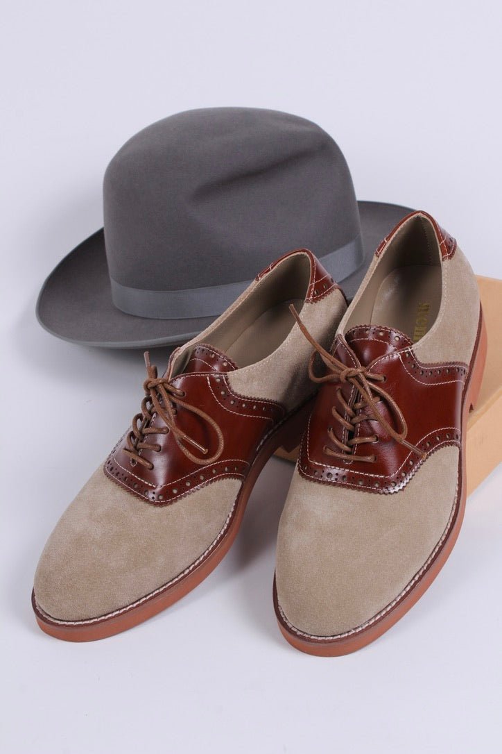 Men's 1950s style oxford saddle shoe  - Cognac/Sand - Elliot