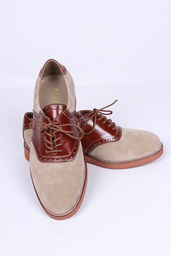 Men's 1950s style oxford saddle shoe  - Cognac/Sand - Elliot