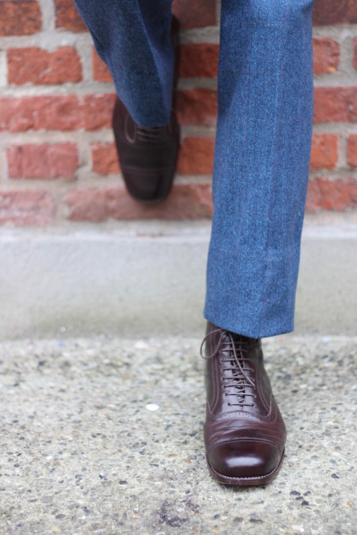 Men's late 20s / 30s style everyday leather ankle boot - Black - Tom