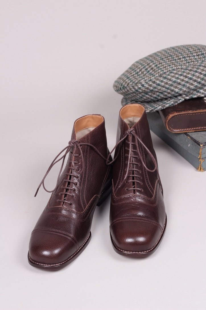 Men's late 20s / 30s style everyday leather ankle boot - Dark brown - Tom