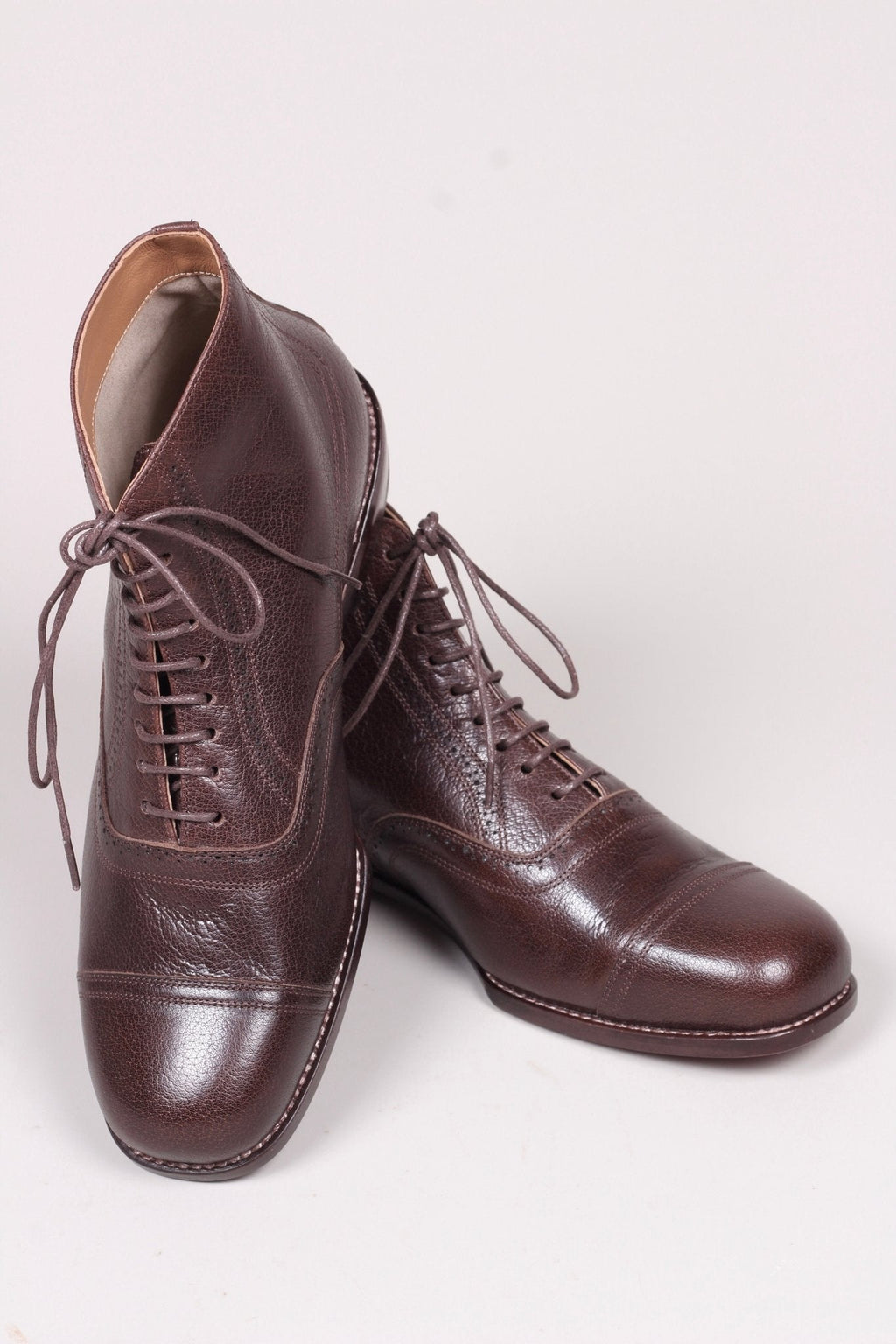 Men's late 20s / 30s style everyday leather ankle boot - Dark brown - Tom