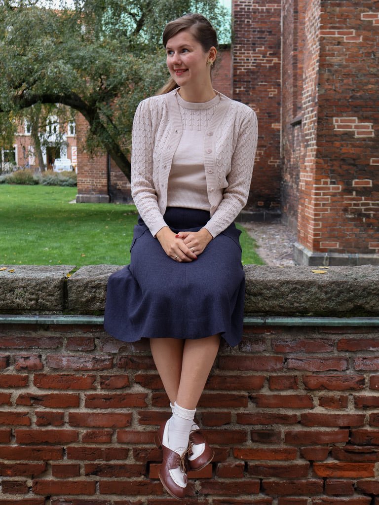 Bobby socks with pattern - Off-white - Matilda