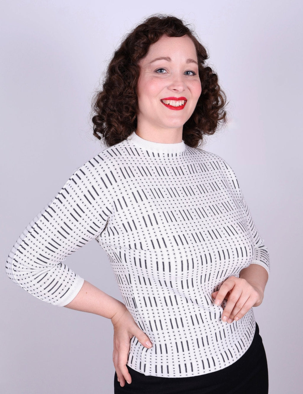 Sophisticated 1950s vintage style pullover with pattern - Molly
