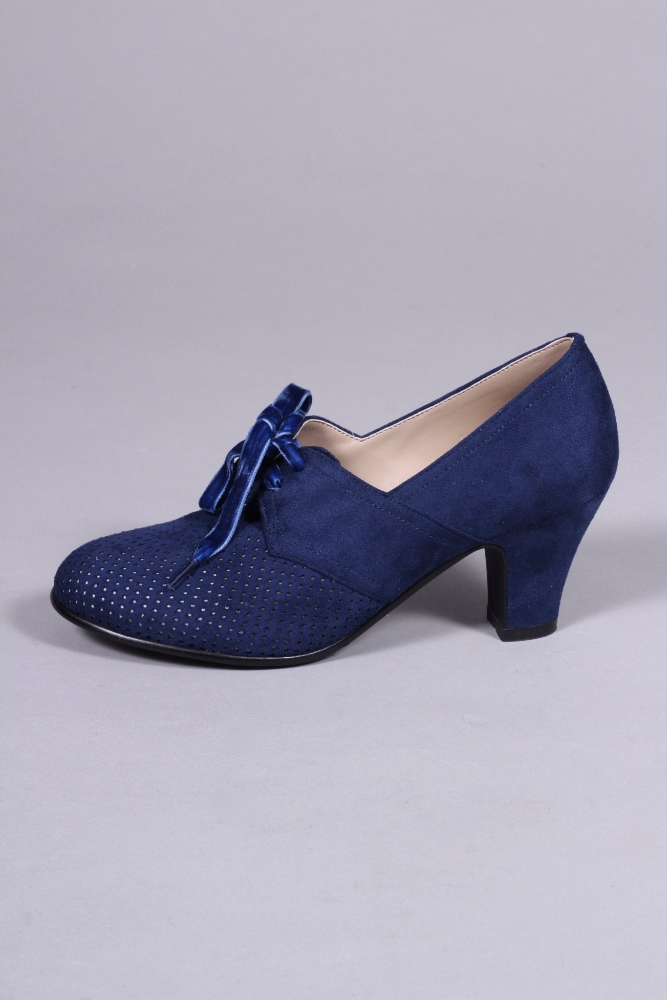 VEGAN shoes - 40s vintage style pumps with shoe lace - Navy Blue - Esther