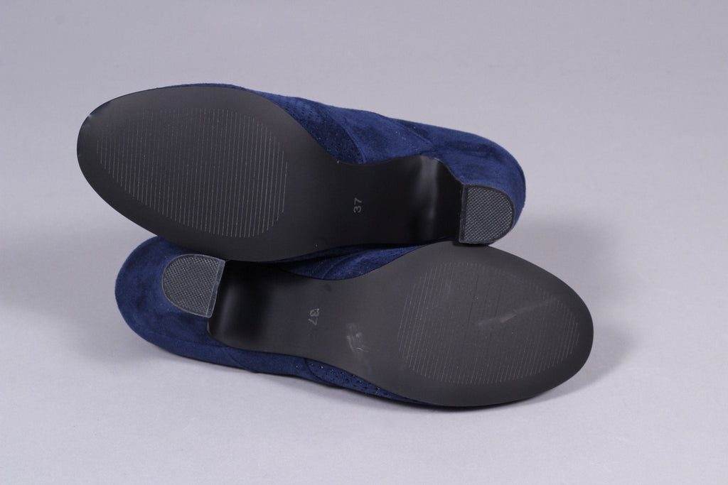 VEGAN shoes - 40s vintage style pumps with shoe lace - Navy Blue - Esther