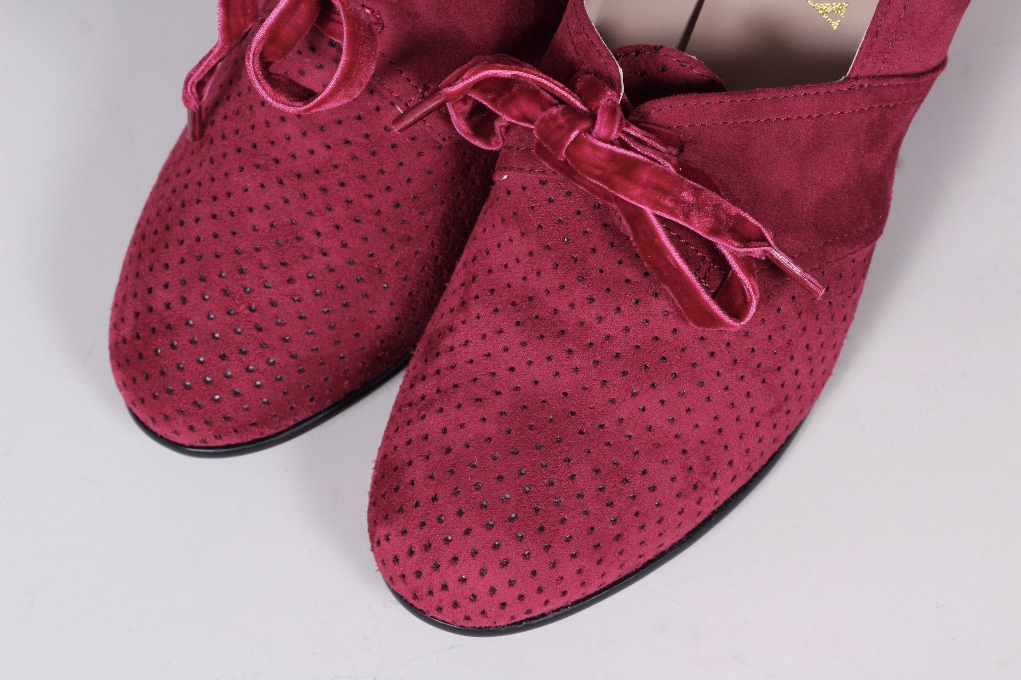 VEGAN shoes - 40s vintage style pumps  with shoe lace - Red - Esther